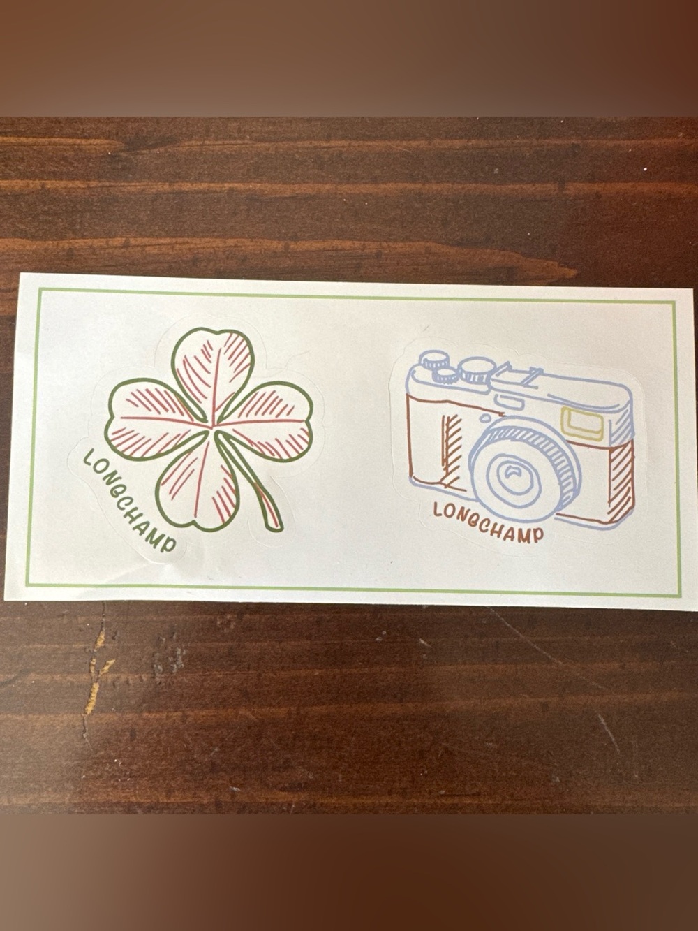 Longchamp Clover and Camera Sticker Duo - Green, Pink, Blue
